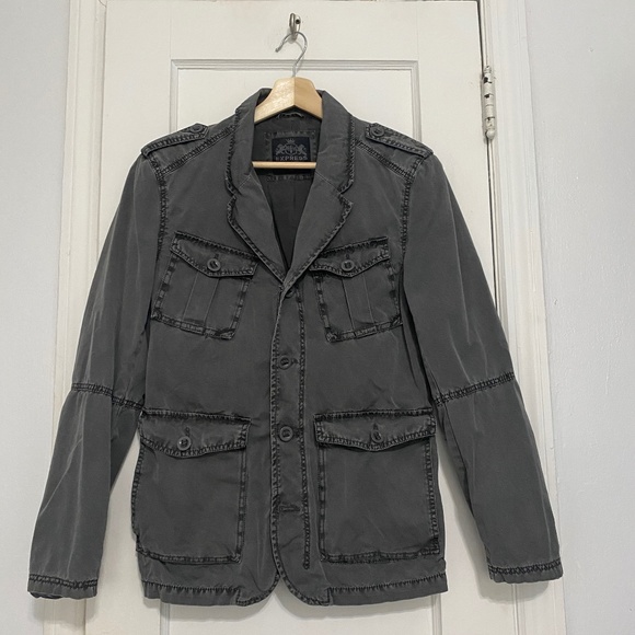 Express Men's Gray Military Detail Blazer | Size: Small / 36S | Color: Gray - Picture 2 of 10